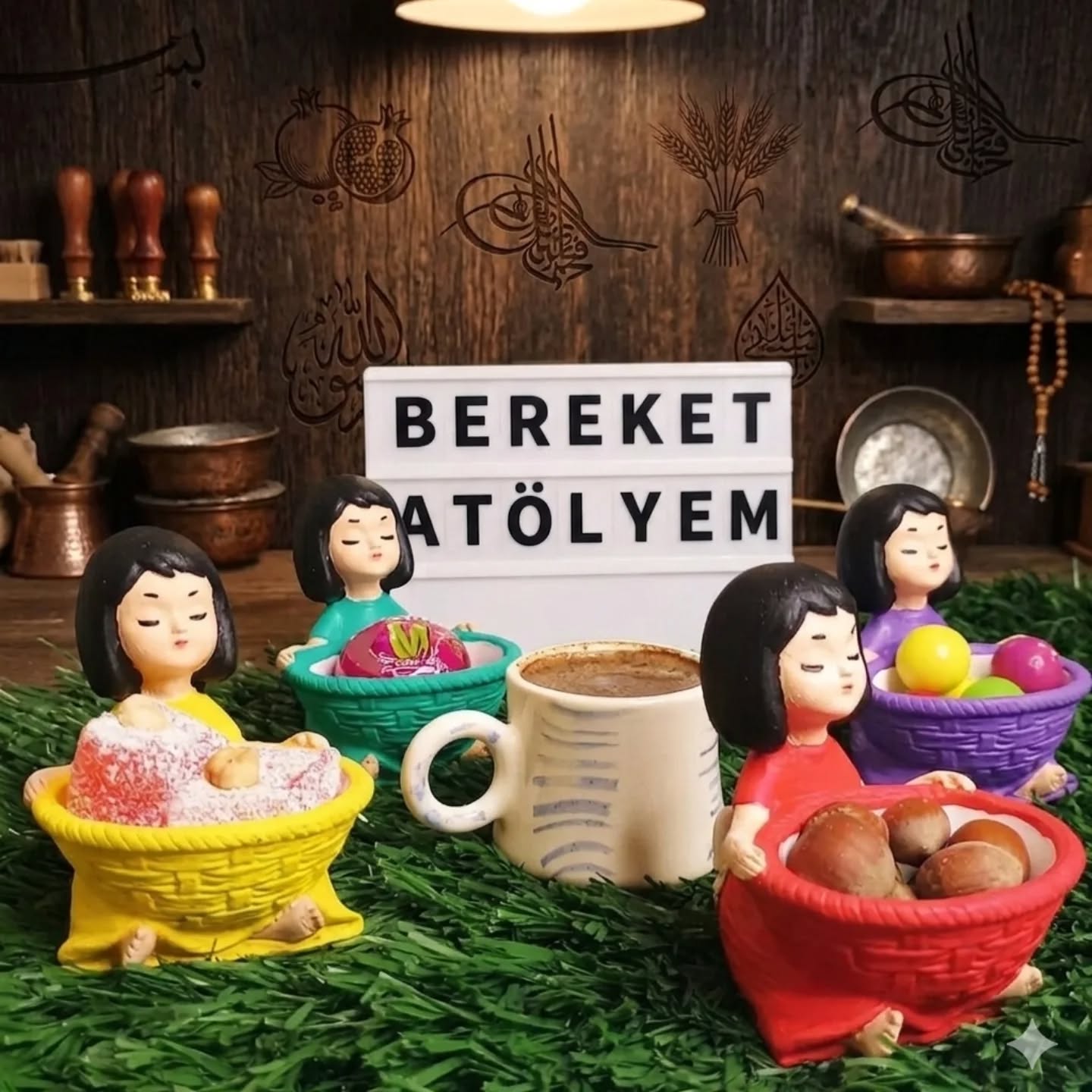 Sepetli Kız Figürü Kaseler