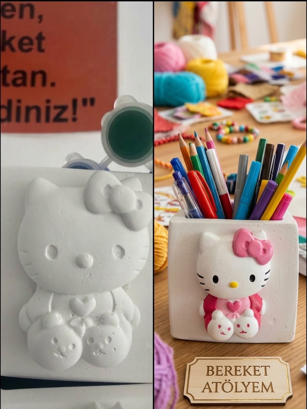 Fiyonklu Kedi Kabartmalı Kalemlik