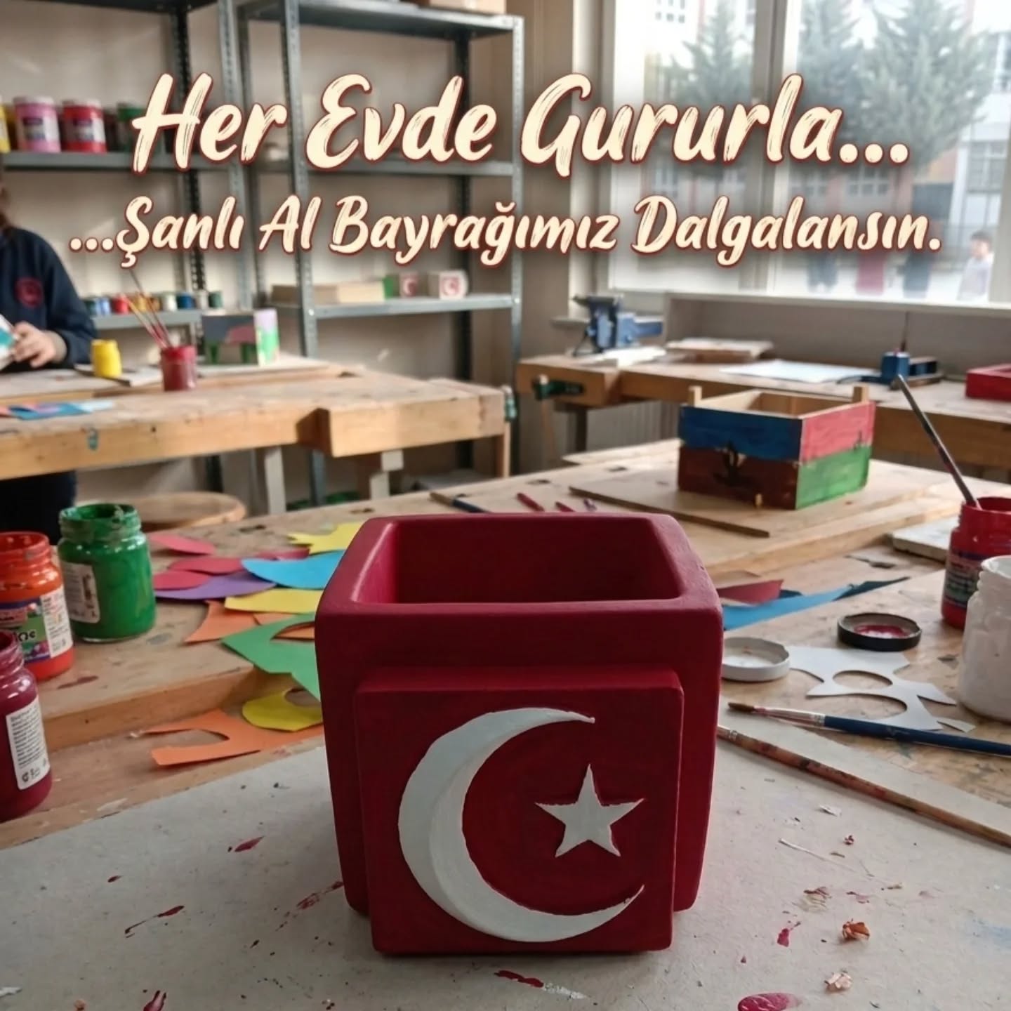 Ay Yıldızlı Kırmızı Kalemlik